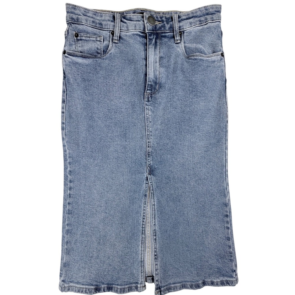 STS Blue Midi Pencil Skirt Womens 26 Denim Front Slit High Waisted Western